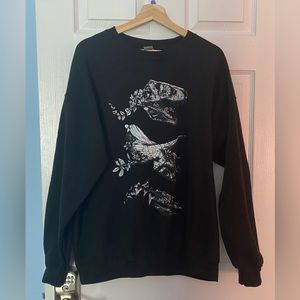 Black Floral Dinosaur Sweatshirt